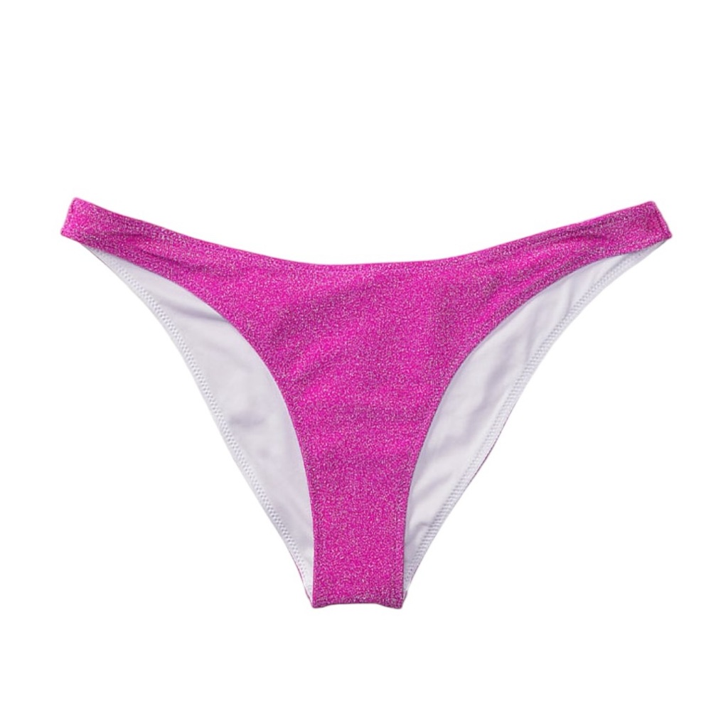 Victoria’s Secret Pink Women’s Sm Dahlia Magenta Shimmer Brazilian Bikini Bottom